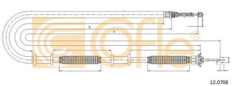 Трос ручного тормоза зад. Doblo Cargo/Van 01-10 Пр. (1740/1447) COFLE 12.0708