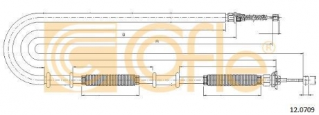 Трос ручного тормоза зад. Doblo Panorama/Combinato 01-10 Пр. COFLE 12.0709