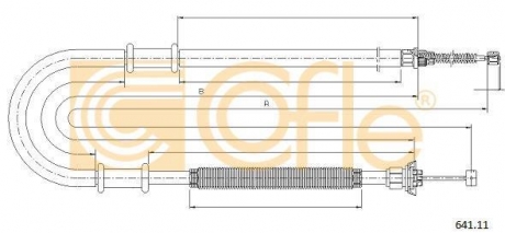 Трос ручного тормоза зад. Doblo Cargo 01-10 Л. (1741/1447) COFLE 641.11