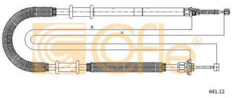 Трос ручного тормоза зад. Doblo Panorama/Combinato 01-10 Пр. (1810/1475) COFLE 641.12