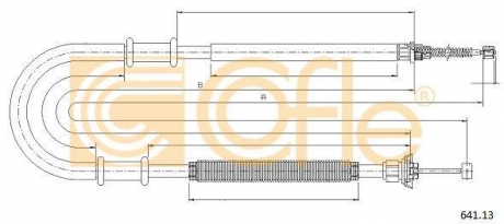 Трос ручного тормоза зад. Doblo Panorama/Combinato 01-10 Л. COFLE 641.13