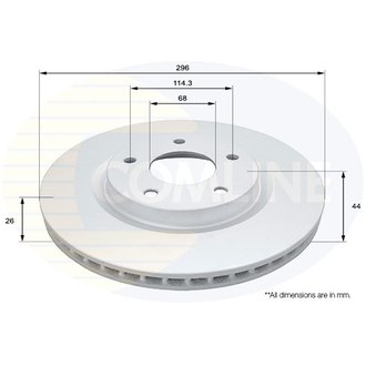 - Диск гальмівний вентильований з покриттям Comline ADC0293V