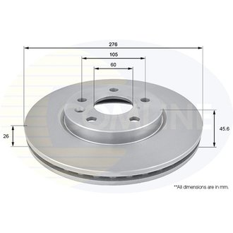 - Диск гальмівний вентильований з покриттям Comline ADC1151V