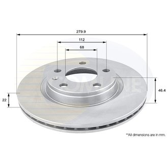 - Диск гальмівний вентильований з покриттям Comline ADC1412V