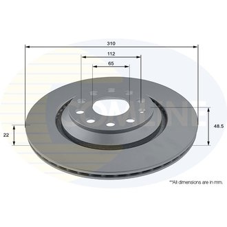 - Диск гальмівний вентильований з покриттям Comline ADC1493V