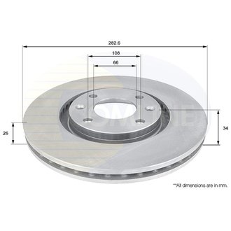 - Диск гальмівний вентильований з покриттям Comline ADC1519V