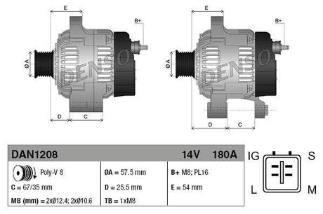 Генератор DENSO DAN1208 (фото 1)