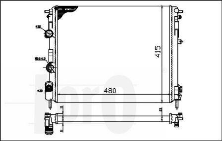 Радіатор охолодження двигуна Kangoo/Logan 1.4-2.0 16V/1.9D 97- DEPO 042-017-0006 (фото 1)