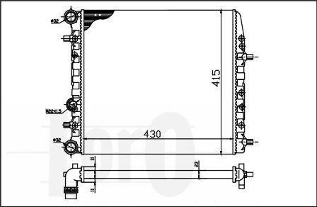 Радіатор охолодження Fabia/Rapid/Roomster 99- (430x414x23) DEPO 053-017-0039 (фото 1)