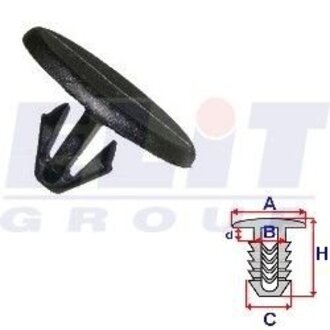 Клипса в мотор.отсеке (к-т:10 шт) размер:A = 20,2mm/B = 1,9mm/C = 8,2mm/d = 2,5mm ELIT R C40841