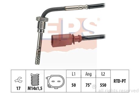 Датчик температури випускнх газів VAG Polo 1.2TDi/1.6TDi 09-/Fabia 1.2TDi/1.6TDi 10- EPS 1.220.018