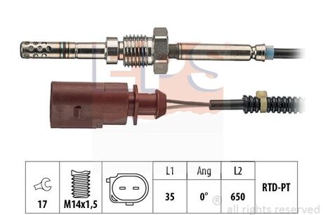 Датчик температури випускних газів VW Multivan 2.5TDi 03-09/T5 2.5TDi 03-09 EPS 1.220.065