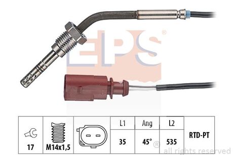 Датчик температури випускних газів Skoda Fabia II/Roomster 1.4TDi/1.9TDi 06-10/VW Polo 1.4TDi/1.9TDi 01-09 EPS 1.220.095