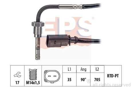 Датчик температури випускних газів VAG 2.0TDI Multivan 09-, T5 09- EPS 1.220.145