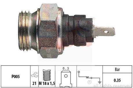 Датчик тиску масла Renault 5/11/25 10.82- 1,6D/2.1D/ 1.7/2.2 Volvo 340-360 EPS 1.800.034