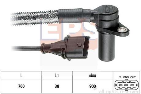 Датчик обертiв коленвала Opel Omega B 2.6 V6-3.2 V6 04.94-07 EPS 1.953.284