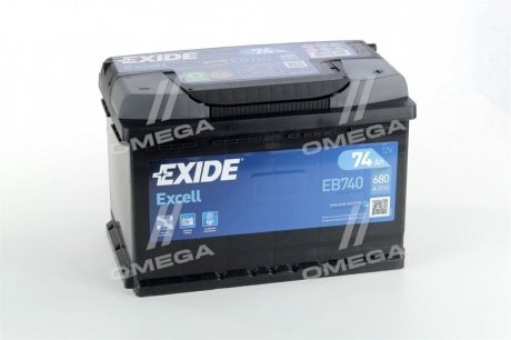 Аккумулятор 74ah-12v excell(278х175х190),r,en680 EXIDE EB740