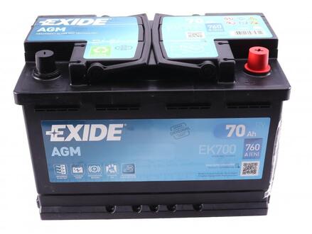 Акумулятор 70Ah-12v AGM (278х175х190), R, EN760 EXIDE EK700