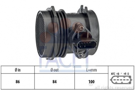 Расходомер воздуха (5 конт.) MB C,E-class (W203/W211) 2.6-3.7 96-12 FACET 10.1064