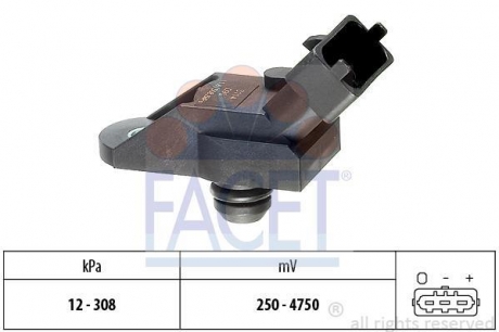 Датчик тиску наддуву Opel Astra G/Vectra B 2.0/2.2 DTI 97-05 FACET 10.3114