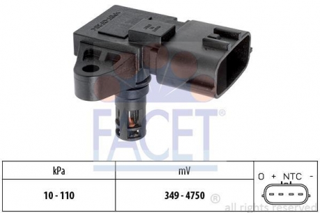 Датчик абсолютного тиску (manifold air pressure sensor, map sensor) FACET 10.3126