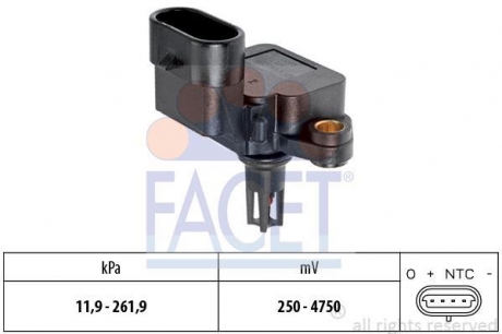 Датчик, давление во впускном газопроводе OPEL GT INSIGNIA A FACET 10.3245