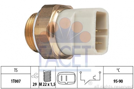 Датчик вмикання вентилятора Golf/Passat/Polo/T3 1.3-1.9D 73-97 FACET 7.5027