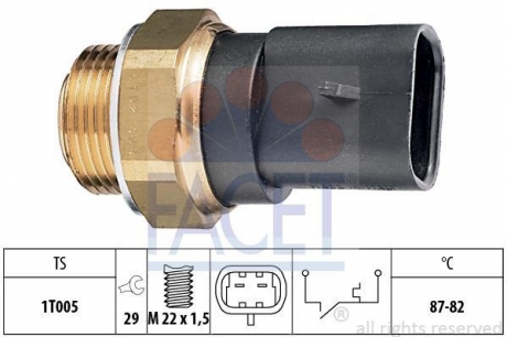 Датчик включения вентилятора Opel Astra F/Vectra A 1.4-2.0i 88-05 FACET 7.5102