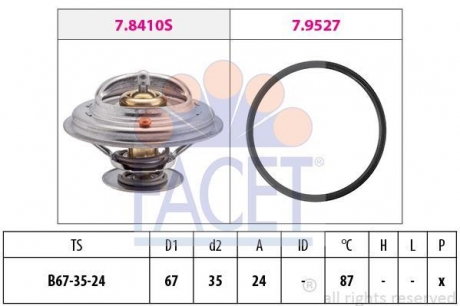 Термостат 87°С VW LT 2.4 82-95, Audi 80/100/A4/A6/A8 2.6/2.8/4.2 FACET 7.8410