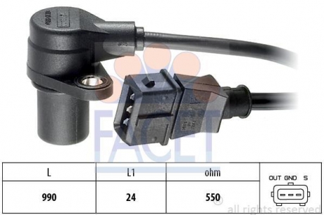 Датчик коленвала Astra F/Kadett E/Omega A/Vectra A 1.6-3.3 8 FACET 9.0073