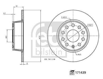 FEBI диск гальм. задн. VW T-ROC FEBI BILSTEIN 171439