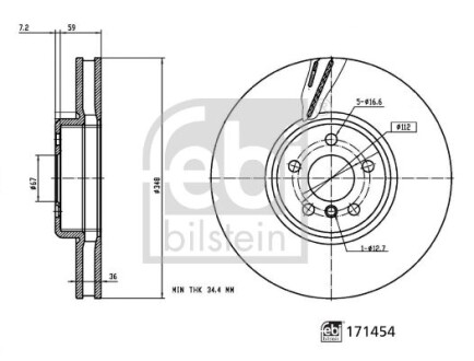 FEBI BMW Гальмівний диск передній лівий 3 (G20, G80, G28) 18-, X3 (G01, F97) sDrive 18 d 18-20 FEBI BILSTEIN 171454