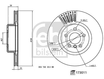 FEBI BMW диск гальмівний передній G30 FEBI BILSTEIN 173011