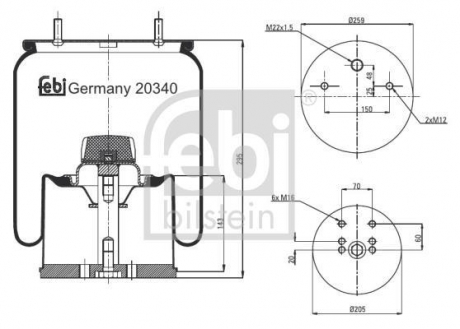 Балон подушки пневматичної підвіски FEBI BILSTEIN 20340