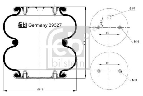 Пневмоподушка підвіски FEBI BILSTEIN 39327