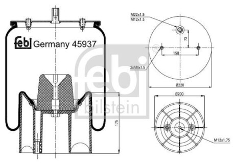 Пневмоподушка підвіски FEBI BILSTEIN 45937