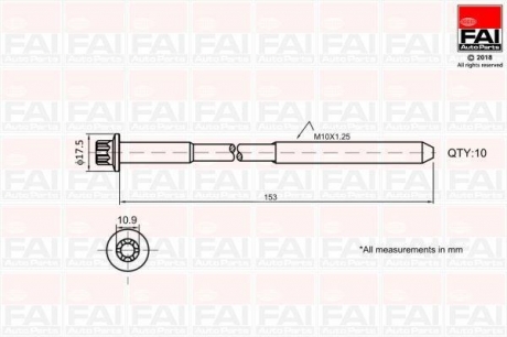 К-кт болтів ГБЦ Opel X14XE/X16XEL/X18XE Z Fischer Automotive One (FA1) B701