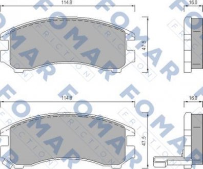 Гальмівні колодки, дискове гальмо (набір) FOMAR FO443681 (фото 1)