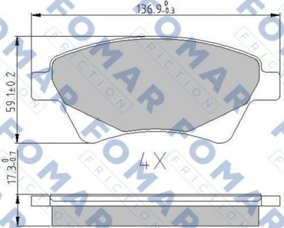 Гальмівні колодки, дискове гальмо (набір) FOMAR FO908281