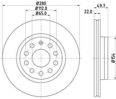 Диск гальмівний перед. вентильов. VW Golf V 03- Hella pagid 8DD 355 109-561