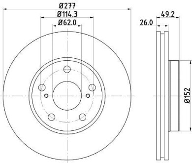 Тормозной диск перед. Auris/Corolla 12- 1.2-1.8 (PRO) Hella pagid 8DD355119-661 (фото 1)