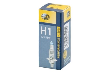 Лампа розжарювання H1 12V 55W P14,5s, +120% HELLA 8GH 223 498-011