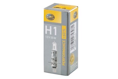 Лампа розжарювання H1 12V 55W P14,5s, +60% HELLA 8GH 223 498-211