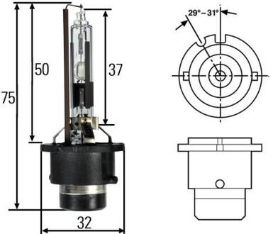 Лампа газоразрядна D2R, 35W, Pk32d-3 HELLA 8GS007001151