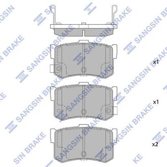 Колодки Sonata II-III задние (Hi-Q) Hi-Q (SANGSIN) SP1074