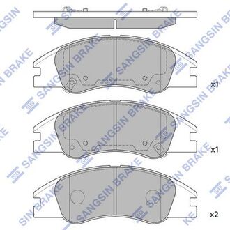 Колодка торм. диск. kia cerato 1.5, 1.6, 2.0, 1.6crdi передн. (sangsin) Hi-Q (SANGSIN) SP1167 (фото 1)