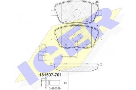 Колодки тормозные ICER 181597-701