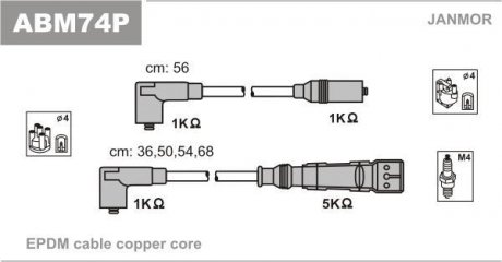 Провода зажигания (PVC) Skoda OCTAVIA 1.6 (1U2,1U5) AEE Janmor ABM74P