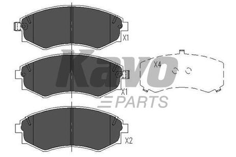 PARTS гальмівні колодки перед. HYUNDAI Lantra, Sonata KIA Magentis 00- KAVO KBP-7504