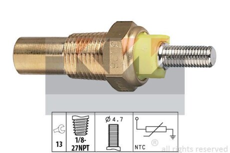 Датчик температури охолодж. рідини/масла/топлива (аналог EPS 1.830.028/Facet 7.3028) Kw 530 028